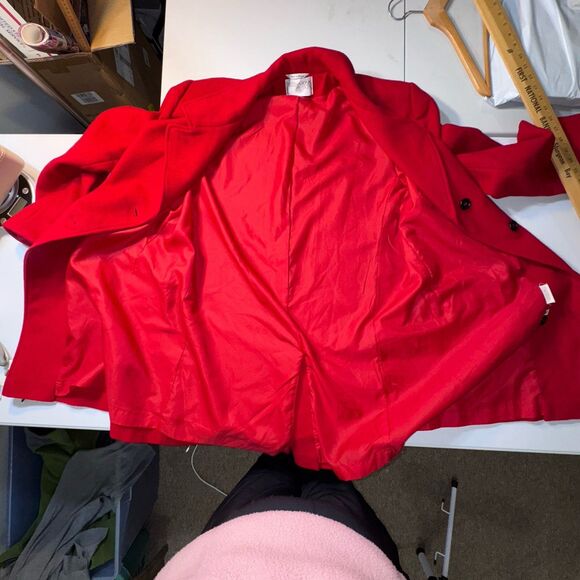 International Scene Women's 3/4 Length Lined Coat Red 100% Wool Heavy Size 18 - Picture 4 of 11